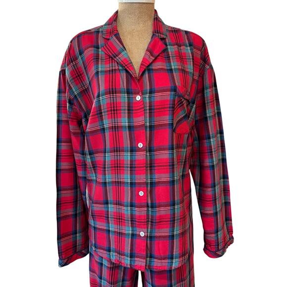 Victoria’s Secret Tartan Plaid Red Flanne Long Pants Pajama Set PJs PJ Sz Large - Picture 5 of 16